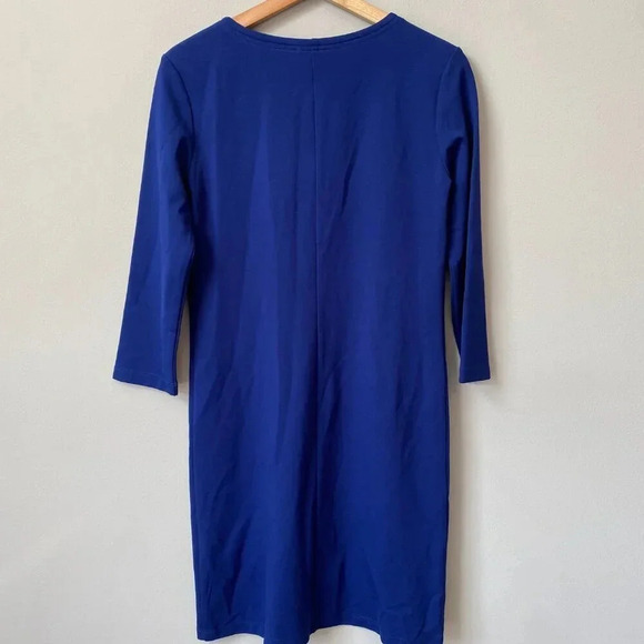 Persifor Women's XS 3/4 Sleeve Solid Tyler V-Neck Sheath Shift Knit Dress Blue - Picture 12 of 16